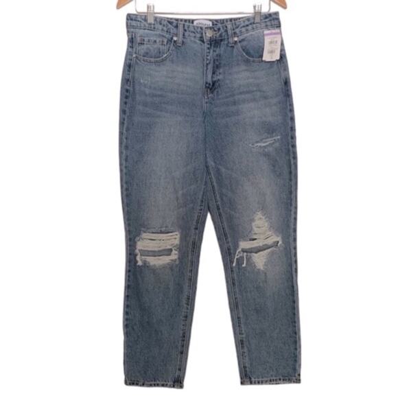 Abound High Rise Distressed Mom Jeans Size 29 Medium Wash Cotton Denim NWT - Picture 1 of 5